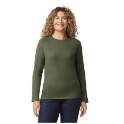 Koszulka Z Długim Rękawem Dla Dorosłych Unisex Soft Touch. Zielone bluzki damskie GILDAN, xl, bez wzorów, sportowe, bez kołnierzyka, bez ramiączek. Za 49.99 zł.