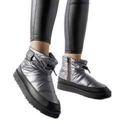 Szare śniegowce Lee Cooper LCJ-23-44-1966L srebrny. Szare śniegowce damskie za kostkę, bez zapięcia. Za 168.58 zł.