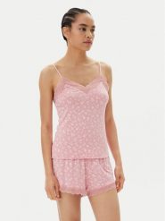 Hunkemöller Piżama 302095 Różowy Regular Fit. Czerwone piżamy damskie Hunkemöller, bez wzorów, z wiskozy, bez ramiączek. Za 99.99 zł.