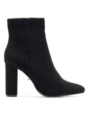 DeeZee Botki BRITT LS4690-19B Czarny. Czarne botki damskie DeeZee, bez wzorów, z materiału, bez obcasa, na słupku, bez zapięcia. Za 159.99 zł.