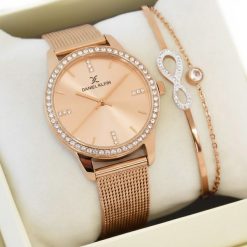 Zestaw damski zegarek Daniel Klein CORINA 13696-5 rose gold + bransoletka. Czerwone zegarki damskie Daniel Klein. Za 299.99 zł.