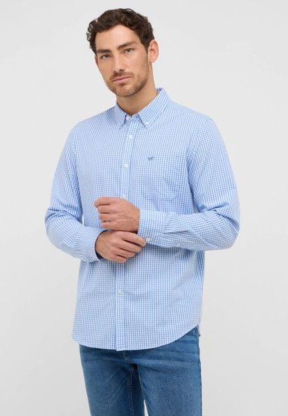 Męska Koszula Mustang Style Chester Gingham Check Light Blue 1016947 12795. Niebieskie koszule męskie Mustang, m, bez wzorów, bez kołnierzyka, bez ramiączek. W wyprzedaży za 100.00 zł.