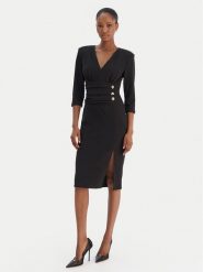 Rinascimento Sukienka koktajlowa CFC0020161002 Czarny Slim Fit. Czarne sukienki damskie Rinascimento, m, bez wzorów, z syntetyku, wizytowe, bez kołnierzyka, bez ramiączek. Za 409.99 zł.
