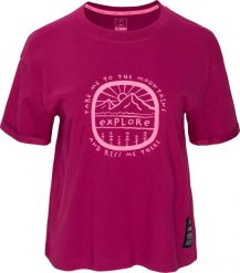 Elbrus Damska koszulka z krótkim rękawem Elbrus EVILLA WO'S raspberry radiance rozmiar XS. Czerwone bluzki damskie ELBRUS, s, bez wzorów, bez kołnierzyka, bez ramiączek. Za 86.38 zł.