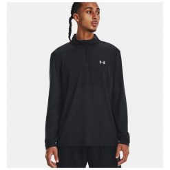 Bluza do biegania męska Under Armour Seamless Stride 1/4 Zip. Czarne bluzy męskie Under Armour, m, bez wzorów, sportowe, bez ramiączek, bez kaptura. Za 279.99 zł.