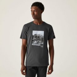 Breezed IV Graphic Print męska koszulka. Szare koszulki sportowe męskie Regatta, m, bez wzorów, z bawełny, bez ramiączek, trekkingowe. W wyprzedaży za 105.70 zł.