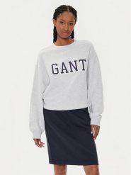 Gant Bluza Logo 4200840 Szary Relaxed Fit. Szare bluzy damskie GANT, xl, bez wzorów, z bawełny, bez ramiączek, bez kaptura. Za 399.99 zł.
