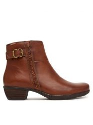Pikolinos Botki Utiel W7P-8501 Brązowy. Brązowe botki damskie Pikolinos, bez wzorów, ze skóry, bez obcasa, na słupku, bez zapięcia. Za 759.99 zł.