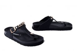 DR. BRINKMANN 700692-01 schwarz, klapki japonki damskie. Czarne klapki damskie Dr. Brinkmann, bez wzorów, ze skóry, bez obcasa, bez zapięcia. Za 263.42 zł.