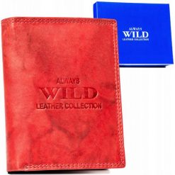 Portfel skórzany Always Wild AW-N4-MAL czerwony. Czerwone portfele męskie Always Wild, bez wzorów, ze skóry. Za 45.00 zł.