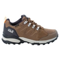 Buty trekkingowe damskie Jack Wolfskin Refugio Texapore Low. Brązowe obuwie trekkingowe damskie Jack Wolfskin, z gumy, bez zapięcia. Za 493.00 zł.