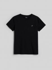 4F T-shirt regular gładki damski - czarny XS. Czarne t-shirty damskie 4F, uniwersalny, bez wzorów, z bawełny, klasyczne, bez kołnierzyka, bez ramiączek. Za 49.99 zł.