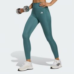 Legginsy 7/8 bez szwu z przodu Optime Essentials. Niebieskie legginsy damskie Adidas, bez wzorów. Za 219.00 zł.