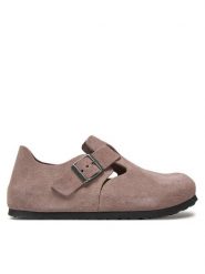 Birkenstock Klapki London 1028099 Fioletowy. Fioletowe klapki damskie Birkenstock, bez wzorów, ze skóry, bez obcasa, bez zapięcia. Za 629.99 zł.