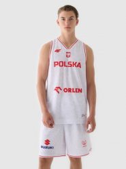 4F Koszulka reprezentacyjna męska 4F x PZKOSZ 2024 - biała 4XL. Białe koszulki sportowe męskie 4F, m, bez wzorów, z dzianiny, bez ramiączek, na fitness i siłownię. Za 219.99 zł.