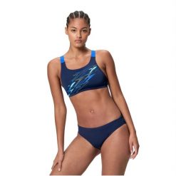 Speedo Dames Bikini Medley Logo V-Back Marine/Blauw. Niebieskie stroje kąpielowe damskie Speedo, bez wzorów, z materiału. Za 239.50 zł.