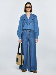 Koszula damska jeansowa niebieska Irina 392. Niebieskie koszule damskie BIG STAR, l, bez wzorów, z bawełny, bez kołnierzyka, bez ramiączek. Za 249.99 zł.