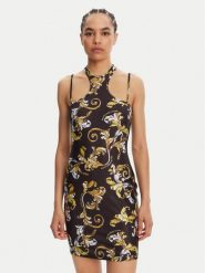 Versace Jeans Couture Sukienka koktajlowa 78HAO914 Czarny Slim Fit. Czarne sukienki damskie Versace Jeans Couture, bez wzorów, z jeansu, wizytowe, bez kołnierzyka, bez ramiączek. Za 639.99 zł.