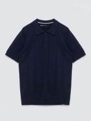 Sweter męski polo z krótkim rękawem granatowy Matison 403. Niebieskie swetry męskie BIG STAR, l, bez wzorów, z bawełny, casualowe, bez kołnierzyka, bez ramiączek. Za 159.99 zł.