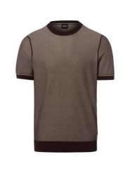 BOSS sweter z krótkim rękawem Mężczyźni Bawełna brązowy, M. Brązowe swetry męskie Boss, m, bez wzorów, z bawełny, eleganckie, bez kołnierzyka, bez ramiączek. Za 479.95 zł.