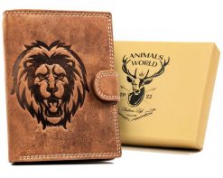 Portfel skórzany Always Wild N4L-CHM-LION brązowy. Brązowe portfele męskie Always Wild, bez wzorów, z nubiku. Za 50.00 zł.