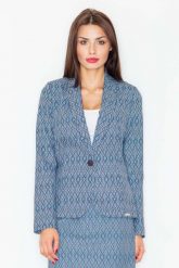 Elegancki Wzorzysty Żakiet na Jeden Guzik Wzór 31. Czarne marynarki i żakiety damskie Figl, bez wzorów, z materiału, eleganckie, bez kołnierzyka, bez ramiączek. Za 279.00 zł.