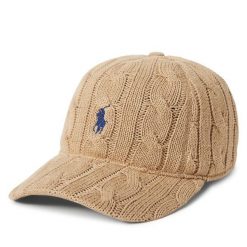 Czapka z daszkiem Polo Ralph Lauren. Brązowe czapki damskie Polo Ralph Lauren, bez wzorów. Za 529.99 zł.