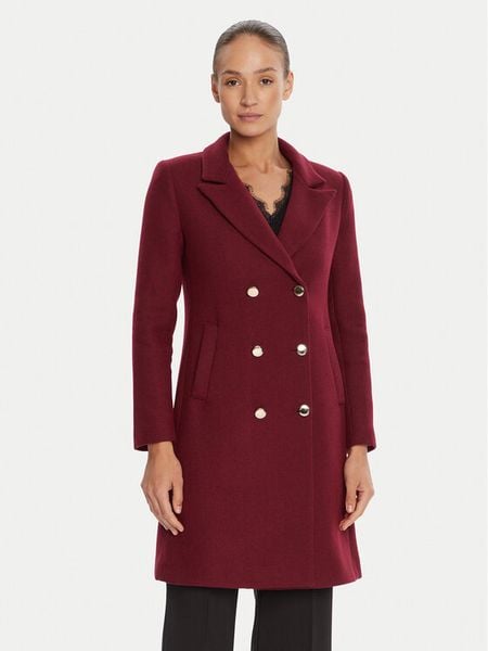 Rinascimento Płaszcz wełniany CFC0126118003 Bordowy Regular Fit. Czerwone płaszcze damskie Rinascimento, na zimę, m, bez wzorów, z syntetyku, bez kołnierzyka, bez kaptura. Za 809.00 zł.