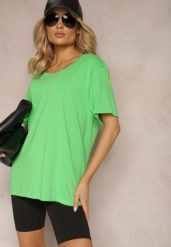Zielona Bluzka w Stylu T-shirtowym z Okrągłym Dekoltem Lireuma. Zielone bluzki damskie Renee, xl, bez wzorów, bez kołnierzyka, bez ramiączek. Za 29.99 zł.