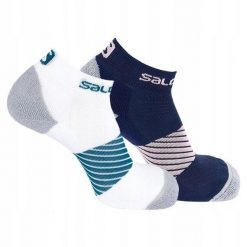 Skarpety damskie do biegania Salomon Speed zestaw 2 pary. Białe skarpetki damskie Salomon, bez wzorów, z elastanu. Za 59.00 zł.