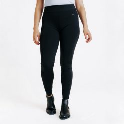 Legginsy jeździeckie damskie 500 full grip z silikonowym lejem. Czarne legginsy damskie FOUGANZA, bez wzorów, z lycry. Za 169.99 zł.