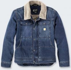 Kurtka Jeansowa Carhartt Denim Sherpa Beech. Kurtki męskie Carhartt, m, bez wzorów, z denimu, bez kaptura. Za 477.58 zł.