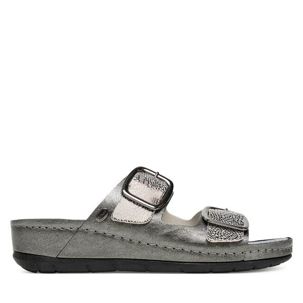 Klapki Scholl. Szare klapki damskie Scholl, bez wzorów, bez obcasa, bez zapięcia. Za 319.99 zł.