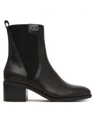 Liu Jo Botki Janice 01 SF6059 P0102 Czarny. Czarne botki damskie Liu Jo, bez wzorów, ze skóry, bez obcasa, na słupku, bez zapięcia. Za 789.99 zł.