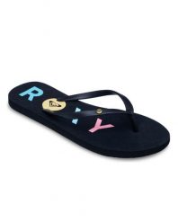 Sandały dla Kobiety SANDY Czarny. Czarne sandały damskie Roxy, bez wzorów, z gumy, bez obcasa, bez zapięcia. Za 84.99 zł.