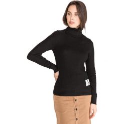 Calvin Klein Sweter Czarny. Czarne swetry nierozpinane damskie Calvin Klein, l, bez wzorów, z bawełny, bez kołnierzyka, bez ramiączek. Za 486.95 zł.