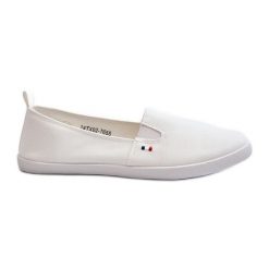 Tenisówki Trampki Slip-On Damskie Białe Adrancia. Białe trampki i tenisówki damskie bez wzorów, bez zapięcia. Za 92.80 zł.