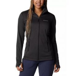Damska bluza polarowa Columbia Park View Grid Fleece z pełnym zamkiem błyskawicz. Czarne bluzy damskie Columbia, na zimę, l, bez wzorów, z polaru, sportowe, bez ramiączek, bez kaptura. W wyprzedaży za 280.00 zł.