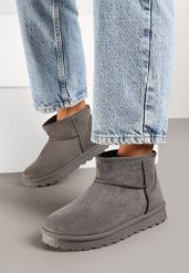 Szare Casualowe Ocieplane Śniegowce na Płaskiej Podeszwie Emelunetta. Szare śniegowce damskie Renee, z jeansu, bez zapięcia. Za 79.99 zł.