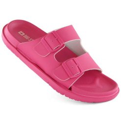 Klapki damskie piankowe z klamrami fuksja Big Star NN274A754. Czerwone klapki damskie BIG STAR, bez wzorów, z materiału, retro, bez obcasa, bez zapięcia. Za 65.99 zł.