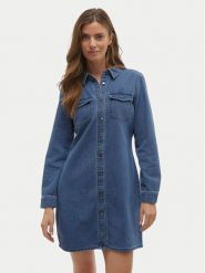 Vero Moda Sukienka jeansowa Jennie 10310968 Niebieski Regular Fit. Niebieskie sukienki damskie Vero Moda, xs, bez wzorów, z bawełny, bez kołnierzyka, bez ramiączek. Za 199.99 zł.