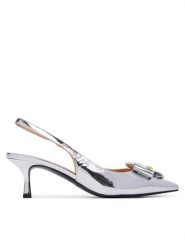 LOVE MOSCHINO Czółenka JA10366G0OJE090B Srebrny. Szare czółenka damskie Love Moschino, bez wzorów, ze skóry, bez obcasa, bez zapięcia. Za 939.99 zł.