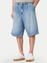 Guess Jeans Szorty jeansowe M6GD39 D5M5V Niebieski Relaxed Fit. Niebieskie szorty męskie Guess Jeans, z aplikacjami, z bawełny. Za 349.99 zł.