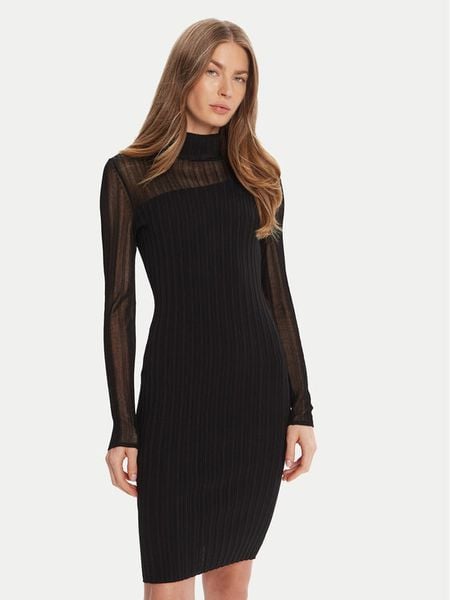 HUGO Sukienka dzianinowa Siclaminy 50542664 Czarny Slim Fit. Czarne sukienki damskie Hugo, m, bez wzorów, z dzianiny, bez kołnierzyka, bez ramiączek. Za 639.99 zł.