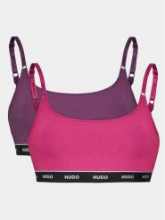 Hugo Komplet 2 biustonoszy topów Twin Bralette 50480158 Różowy. Czerwone biustonosze Hugo, bez wzorów, z bawełny. Za 119.99 zł.