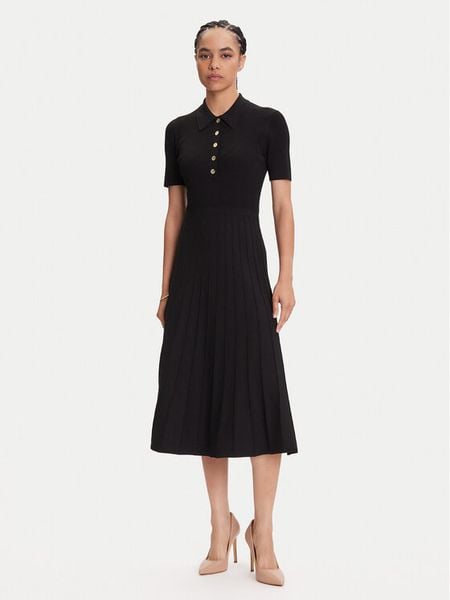 MICHAEL Michael Kors Sukienka dzianinowa MT5834F33D Czarny Regular Fit. Czarne sukienki damskie MICHAEL Michael Kors, s, bez wzorów, z dzianiny, bez kołnierzyka, bez ramiączek. Za 989.99 zł.