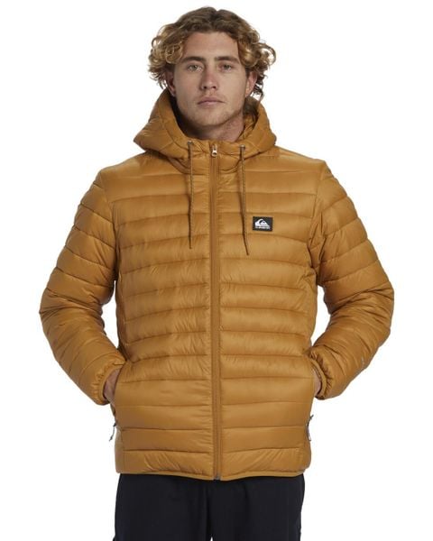 Kurtka ocieplana męska SCALY. Brązowe kurtki męskie Quiksilver, m, bez wzorów, z materiału, z kapturem. Za 449.00 zł.