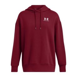 Bluza damska Under Armour Essential Flc OS Hoodie. Czerwone bluzy damskie Under Armour, bez wzorów, bez ramiączek, bez kaptura. Za 189.99 zł.