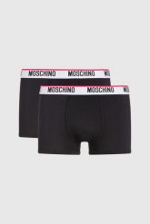 MOSCHINO Męskie czarne bokserki Underwear 2PACK, Rozmiar XL. Czarne bokserki męskie MOSCHINO, bez wzorów, z bawełny. W wyprzedaży za 169.99 zł.