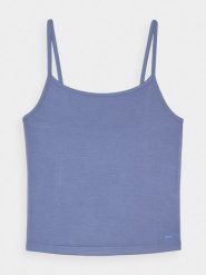 4F Crop-top slim gładki z modalem damski - granatowy M. Niebieskie topy damskie 4F, m, bez wzorów, z dzianiny, sportowe, bez kołnierzyka, bez ramiączek. W wyprzedaży za 29.99 zł.